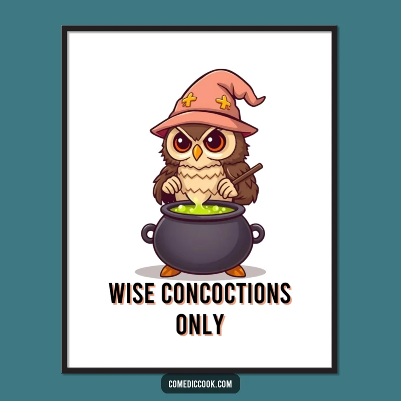Funny Wise Owl Chef Digital Art: Magical Potion Wall Decor, Instant Hilarious Gift