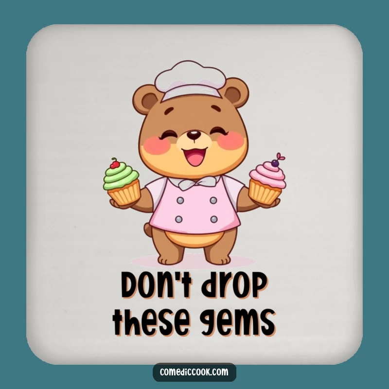 Funny Kawaii Bear Chef Coaster: Protect Surfaces, Cute Funny Gift