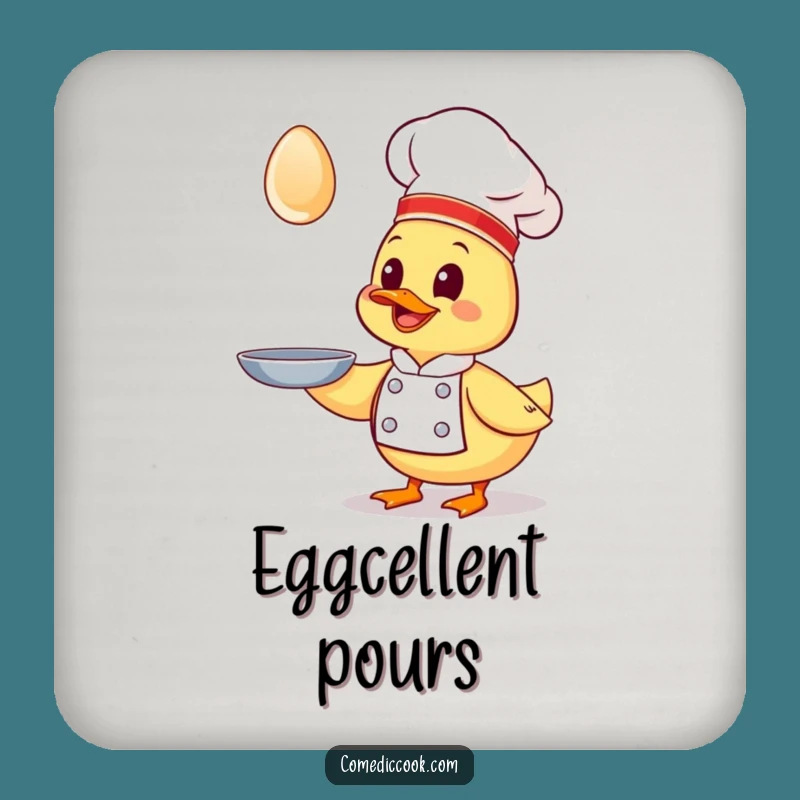 Funny Kawaii Duck Chef Coaster - Giggling Cook's Drink Protector, Unique Gift