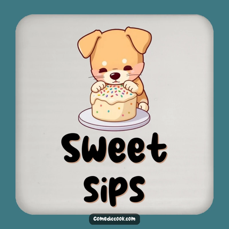Funny Cake Decorating Dog Coaster: Protect Surfaces with Sweet Canine Style