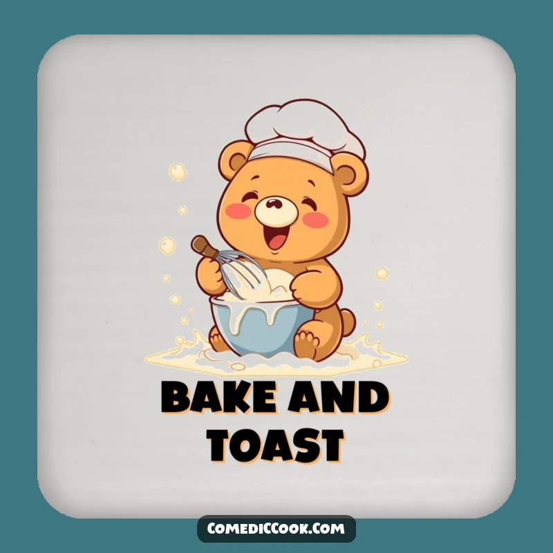 Funny Chef Bear Coaster Set: Protect Surfaces with Kawaii Baking Fun