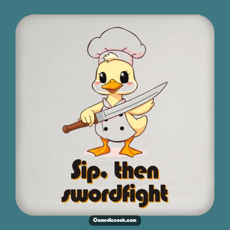 Funny Duck Chef Coasters: Defend Your Drinks with Spatula Sword Style