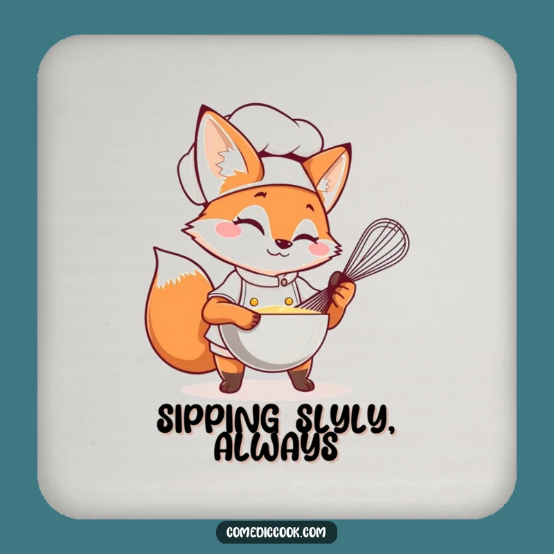 Funny Fox Chef Drink Coaster: Protect Surfaces with Witty Style