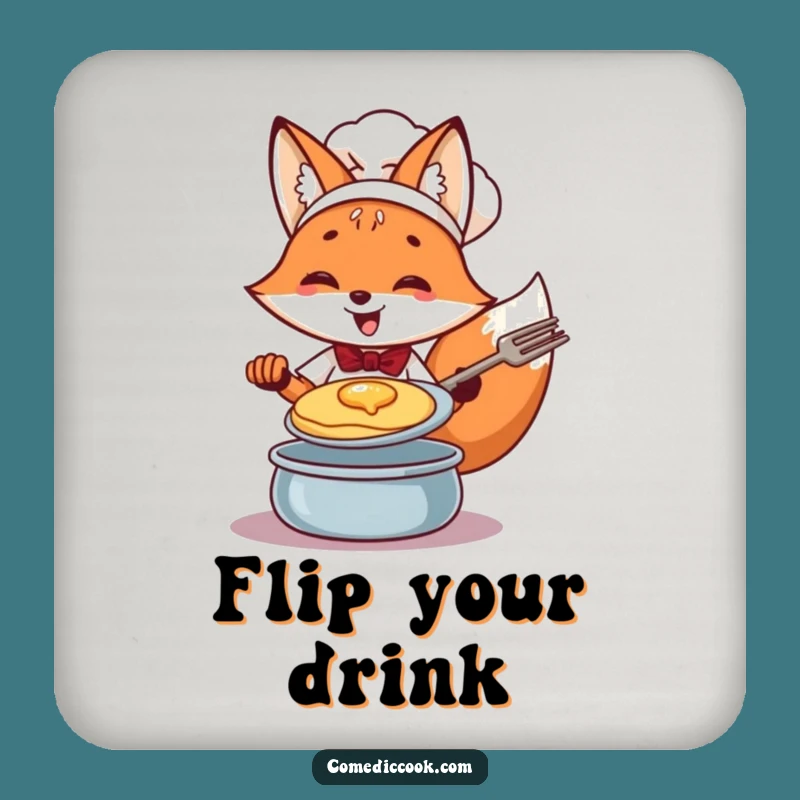 Funny Fox Chef Pancake Coaster: Protect Surfaces with Flair, Gift
