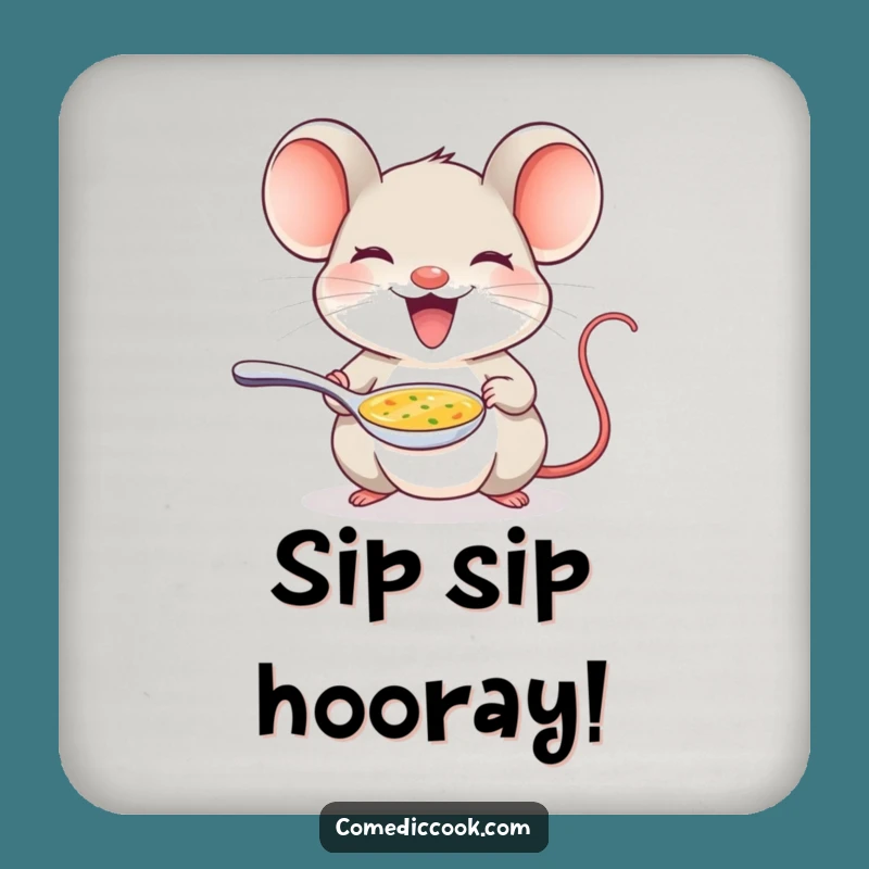 Funny Mouse Chef Drink Coaster: Protect Surfaces with Charm