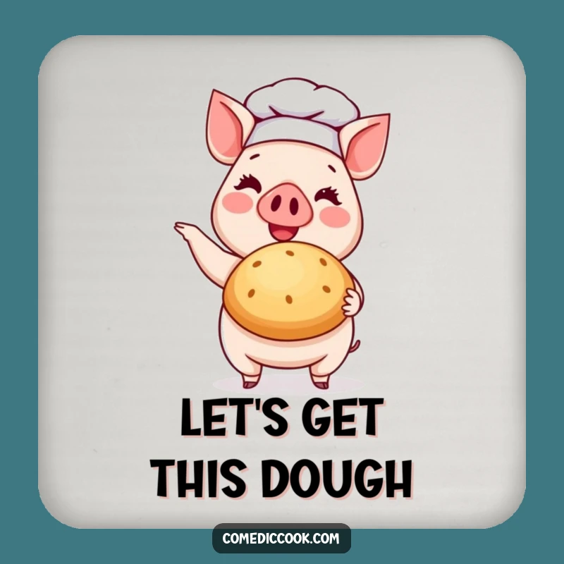 Funny Pig Chef Drink Coaster: Baker's Bun - Kitchen Gift