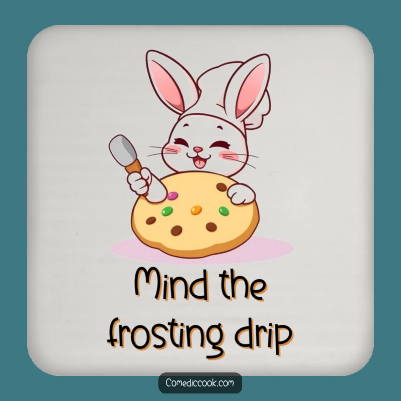 Funny Kawaii Rabbit Chef Coaster: Protect Surfaces, Cute Funny Gift