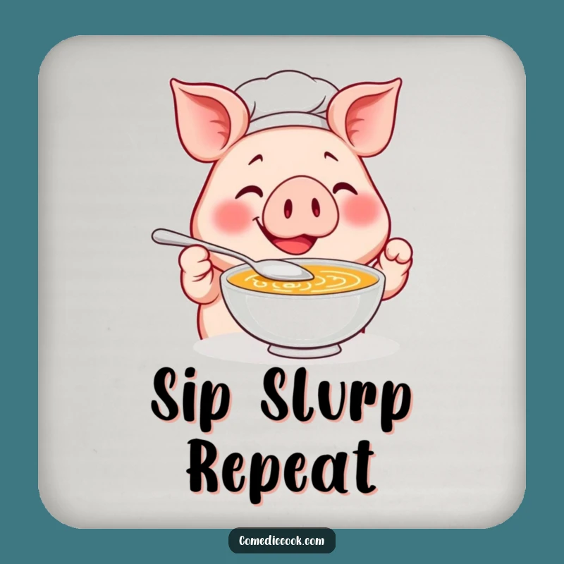 Funny Pig Chef Drink Coaster: Protect Surfaces with Culinary Comedy!