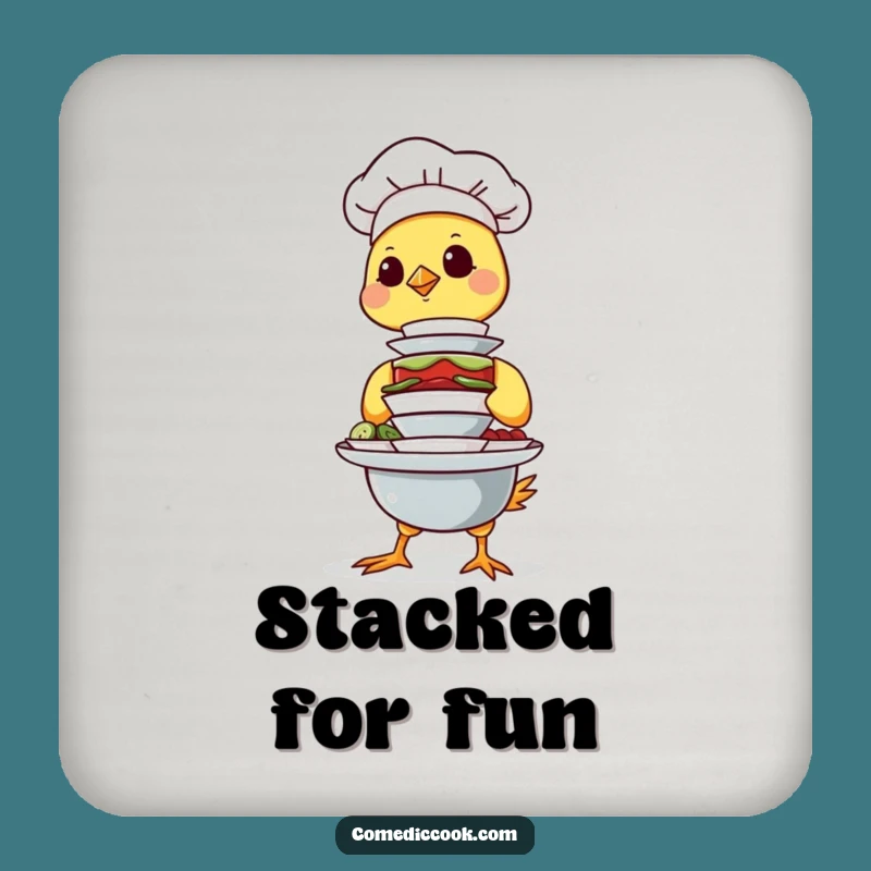 Funny Chick Chef Coaster: Balancing Drinks with Humor, Hilarious Gift Set