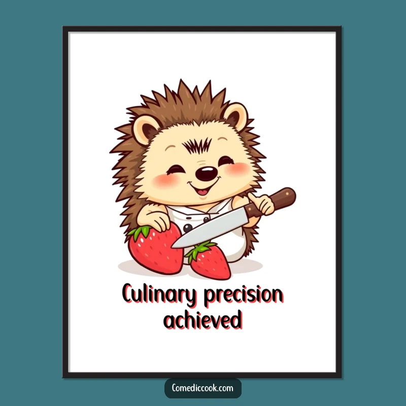 Funny Hedgehog Chef Poster: Whimsical Kitchen Art for a Humorous Home Decor