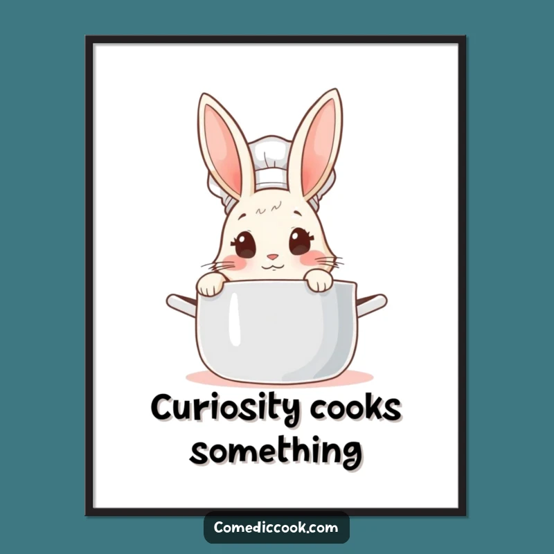 Funny Rabbit Chef Poster: Adorable Culinary Curiosity Artwork, Great Humorous Gift