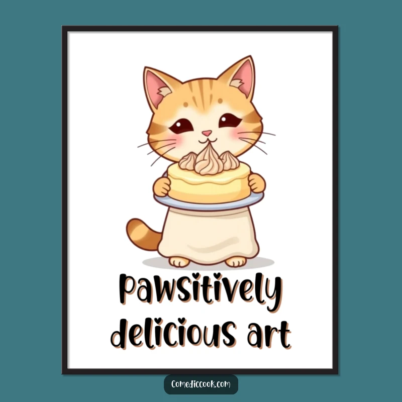 Funny Cat Baker Poster: Whimsical Wall Art for Kitchens & Cat Lovers