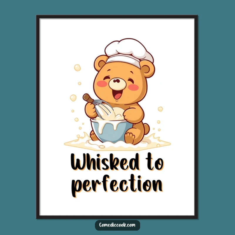 Funny Chef Bear Poster: Kawaii Baking Art & Humorous Gift