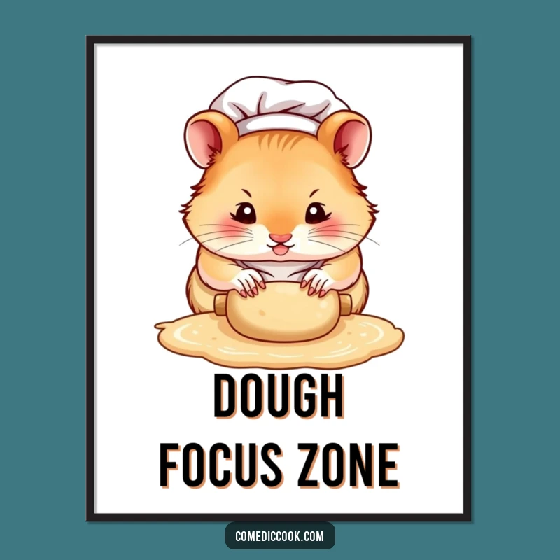 Funny Hamster Chef Poster: Intense Dough Rolling Art for Your Kitchen Wall
