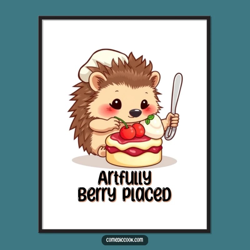 Funny Hedgehog Chef Poster: Adorable Culinary Art for Your Walls