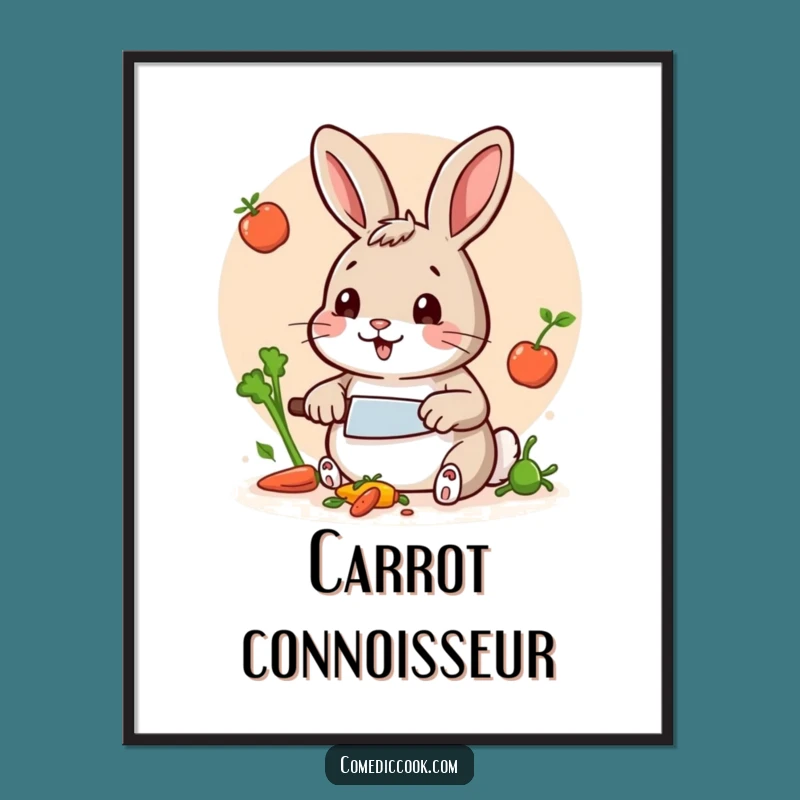 Funny Rabbit Chef Poster: Hilarious Wall Art for Kitchens