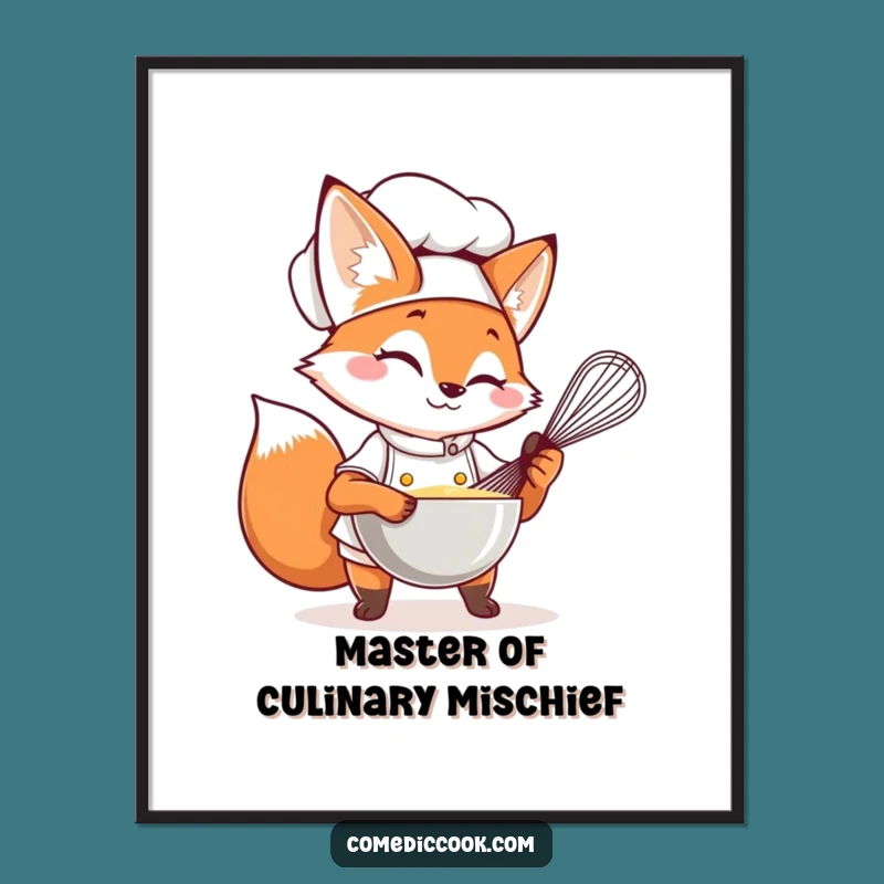 Funny Fox Chef Poster: Witty Wall Art for the Clever Kitchen