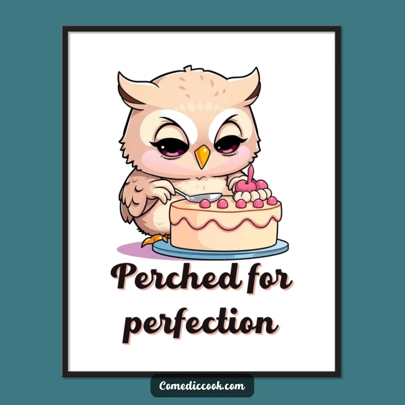 Funny Owl Baker Poster: Hilarious Wall Art for Kitchen and Bakery