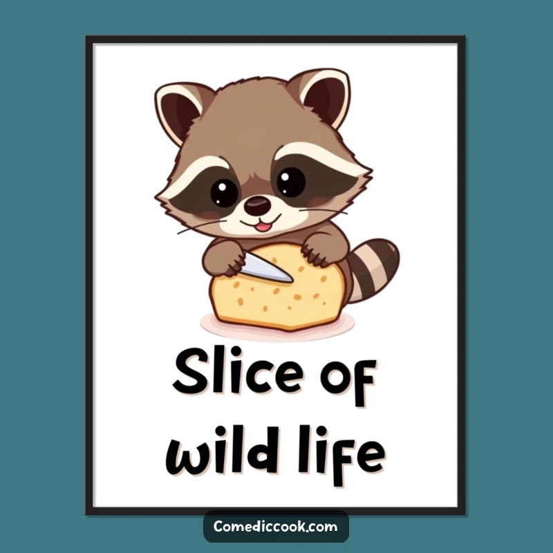 Funny Raccoon Baker Poster: Hilarious Wall Art for Kitchens