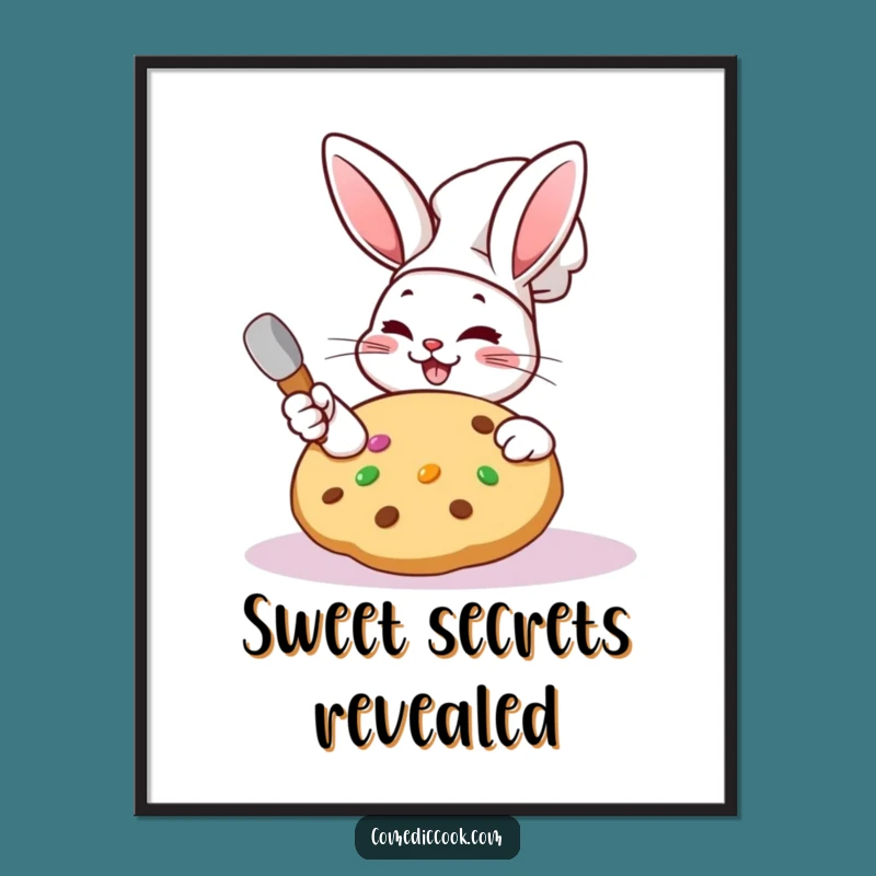 Funny Kawaii Rabbit Chef Poster: Cookie Art, Whimsical Funny Gift