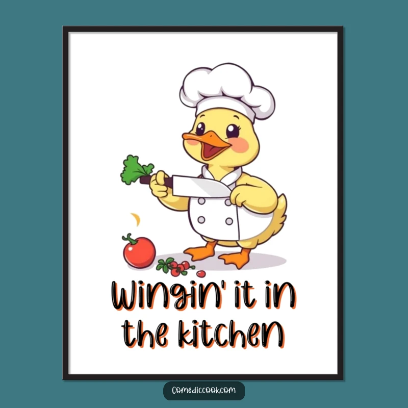 Funny Duck Chef Poster: Bring Energetic Culinary Art and Humor to Your Walls!