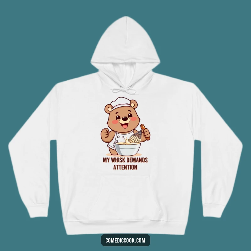 Cozy Funny Bear Chef Whisking Batter Hoodie - Warm & Whimsical Gift!