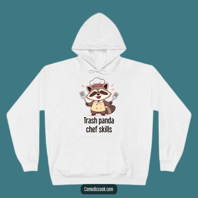 Cozy Funny Raccoon Chef Juggling Spatulas Hoodie - Warm & Whimsical Gift!