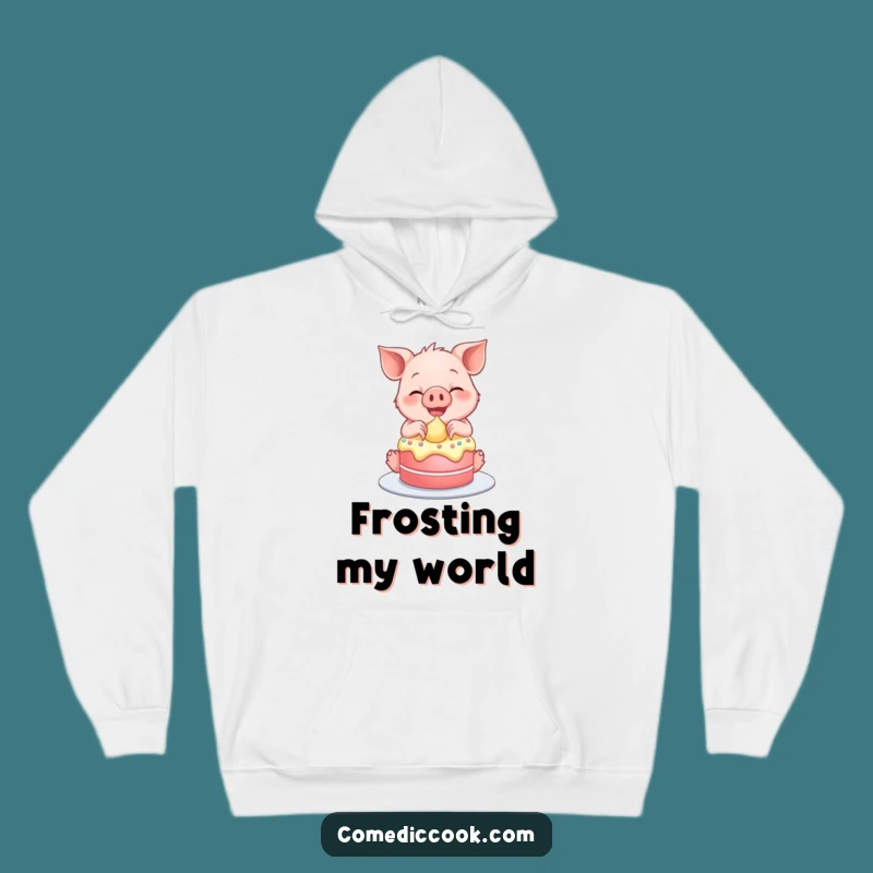 Cozy Funny Piglet Cake Frosting Hoodie: Warm and Hilarious Dessert Essential