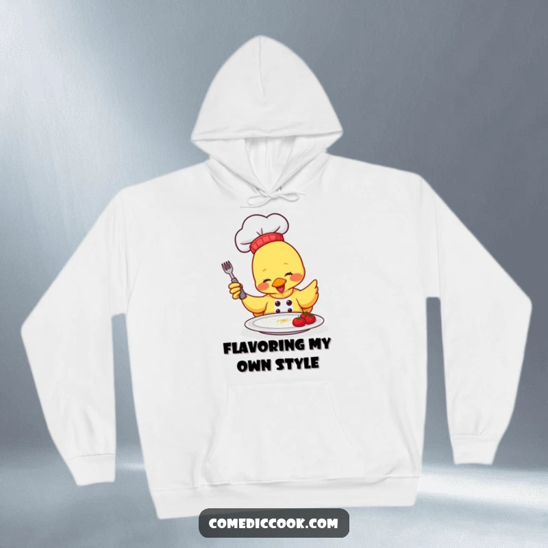 Funny Hoodie: a duck chef gleefully sprinkles seasoning, embodying a flavorful personality and humorous cooking spirit.