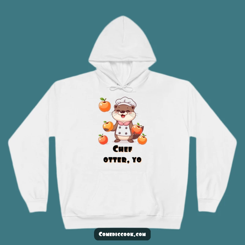 Funny Happy Otter Chef Hoodie: Cozy Juggling Otter Sweatshirt, Hilarious Gift