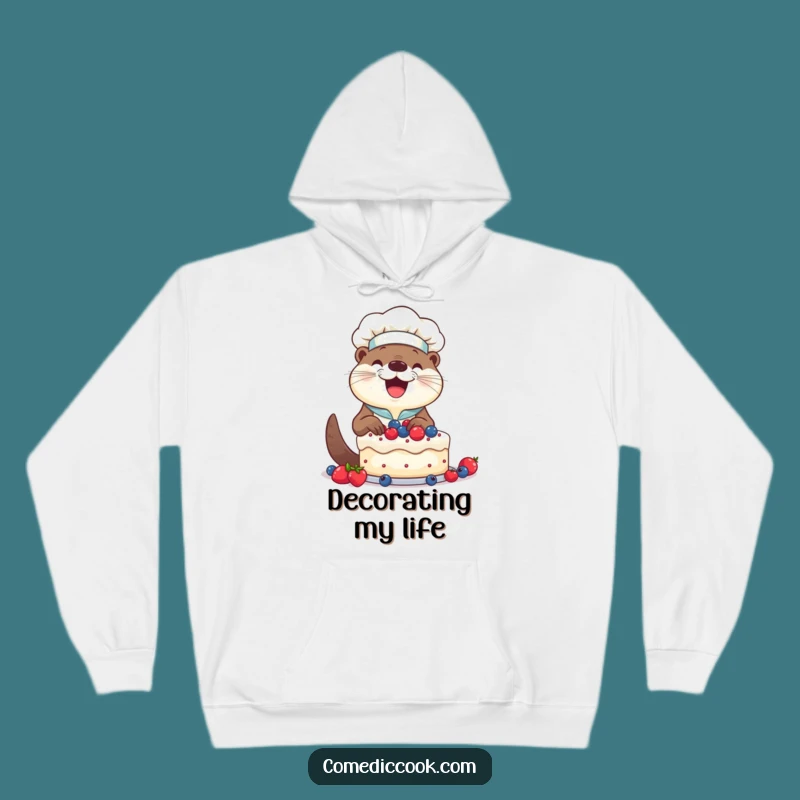 Funny Otter Chef Cake Hoodie: Cozy Baking Vibes, Ideal Humorous Gift