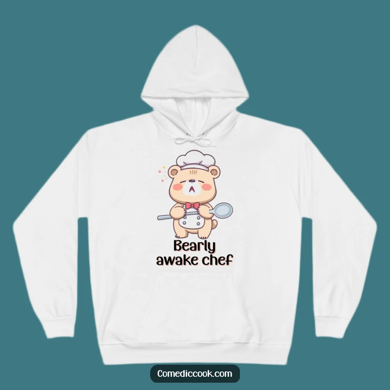 Funny Sleepy Bear Chef Hoodie: Cozy Yawn Vibes, Warm & Hilarious Gift