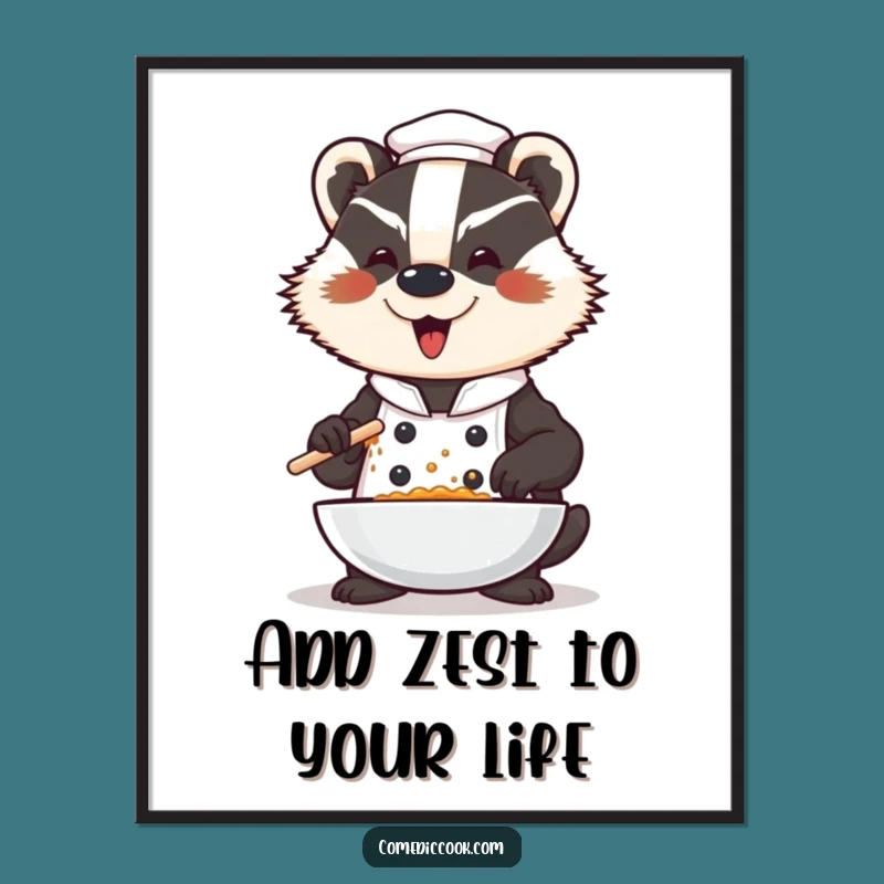 Free Printable Badger Chef Wall Art: Dramatic Seasoning Downloadable Decor