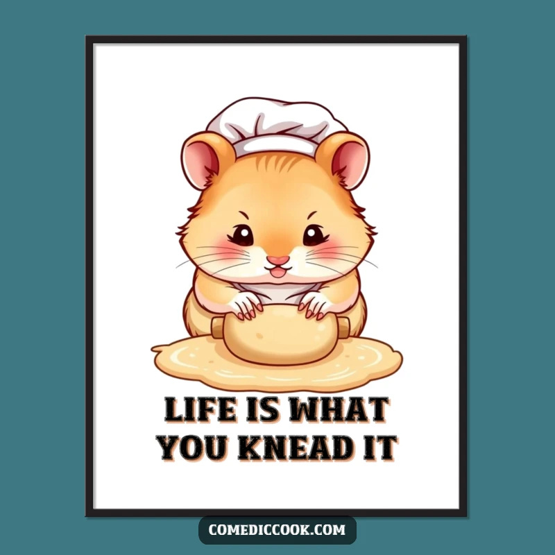Free Printable Hamster Chef Wall Art: Funny Dough Rolling Downloadable Decor