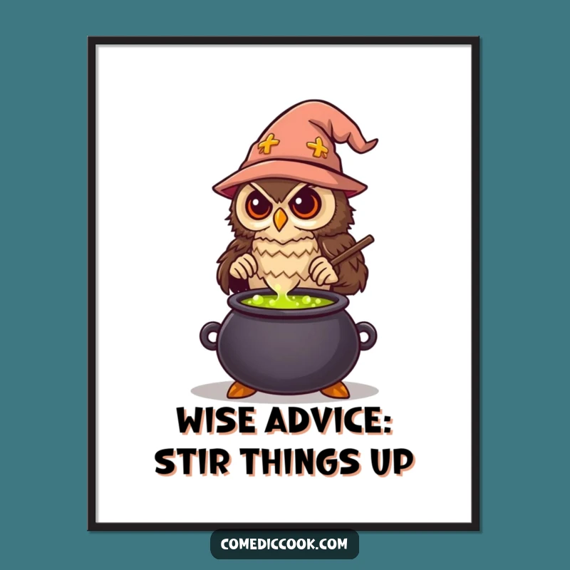 Free Printable Wall Art: Wise Owl Chef Potion Funny Downloadable Art Gift