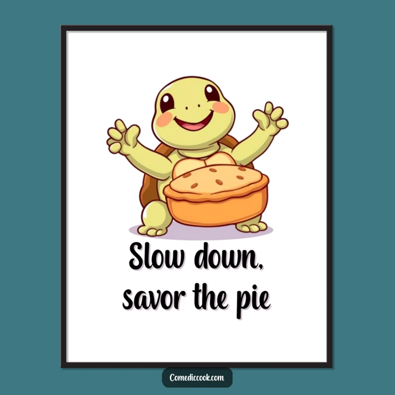 Funny Free Printable Wall Art: Joyful Turtle Baker, Whimsical Downloadable Kitchen Decor
