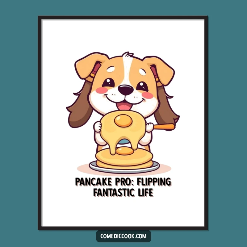 Free Printable Wall Art: Funny Flipping Pancake Dog, Hilarious Downloadable Art Decor!