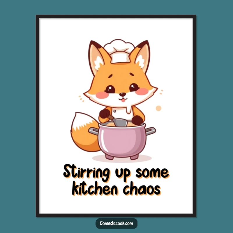 Funny Free Printable Kawaii Fox Chef Art - Hilarious Downloadable Kitchen Decor!