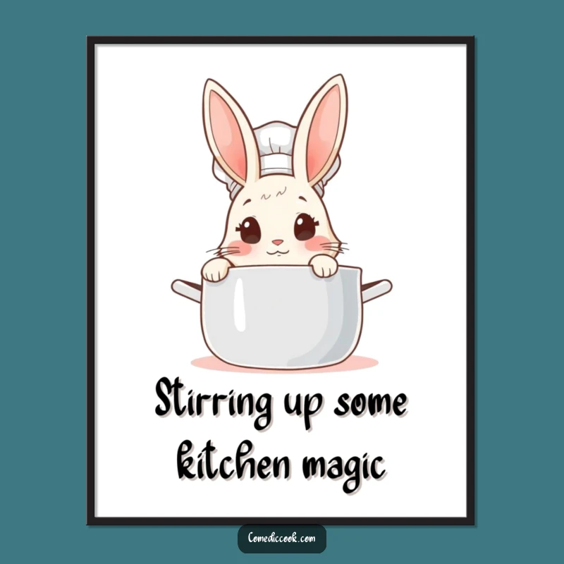 Free Printable Wall Art: Cute Rabbit Chef - Funny Downloadable Kitchen Decor