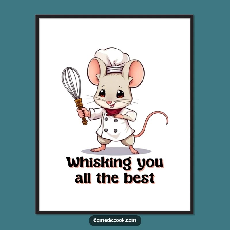 Free Printable Wall Art: Brave Mouse Chef Whisk Sword Funny Downloadable Art Gift