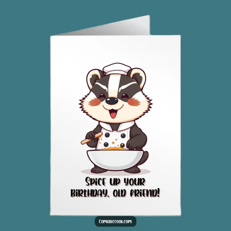 Free Printable Badger Chef Birthday Card: Dramatic Seasoning Downloadable Gift