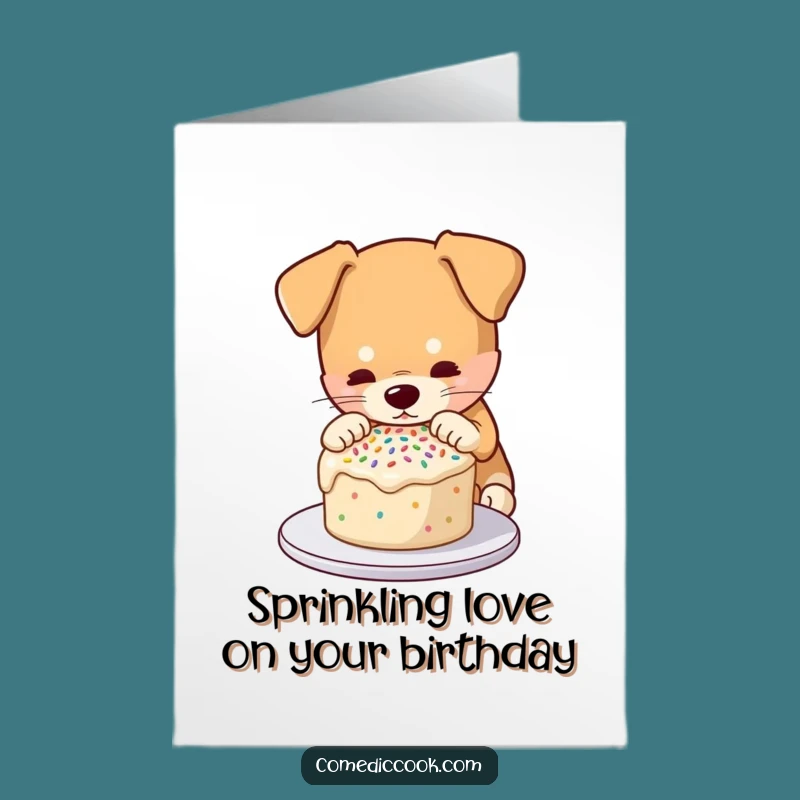 Free Printable Birthday Card: Sprinkling Dog, A Sweet & Funny Downloadable Gift!