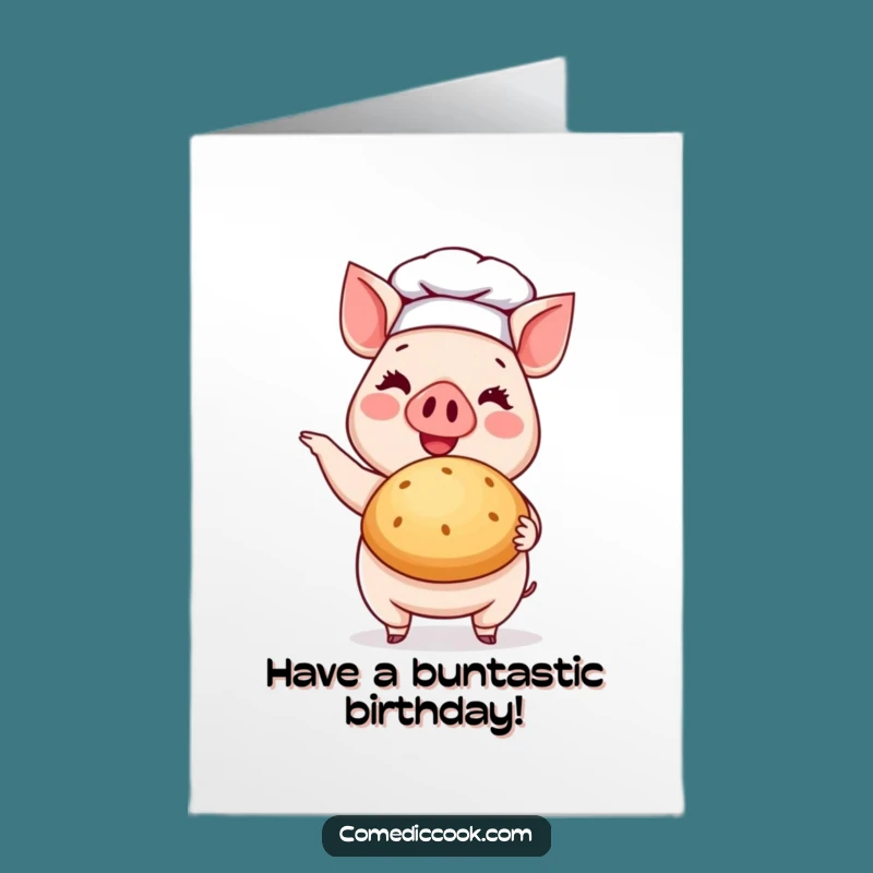 Free Printable Pig Chef Birthday Card: Funny Baker Pup Gift, Downloadable Art