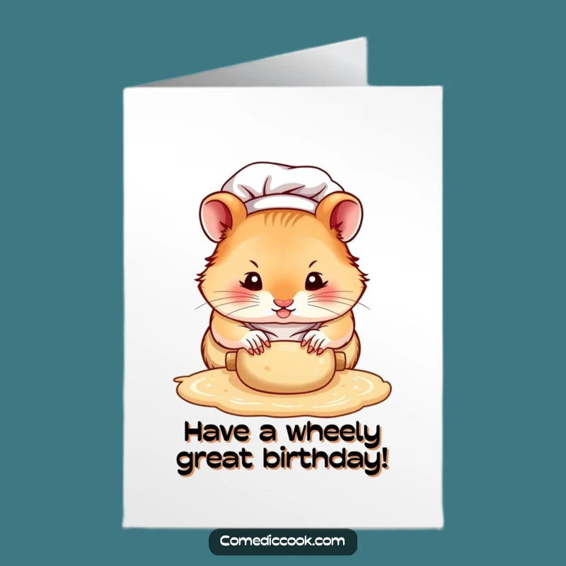 Free Printable Hamster Chef Birthday Card: Funny Dough Rolling Downloadable Gift