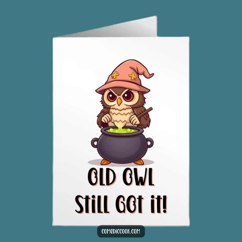 Free Printable Birthday Card: Wise Owl Chef Potion Funny Downloadable Gift