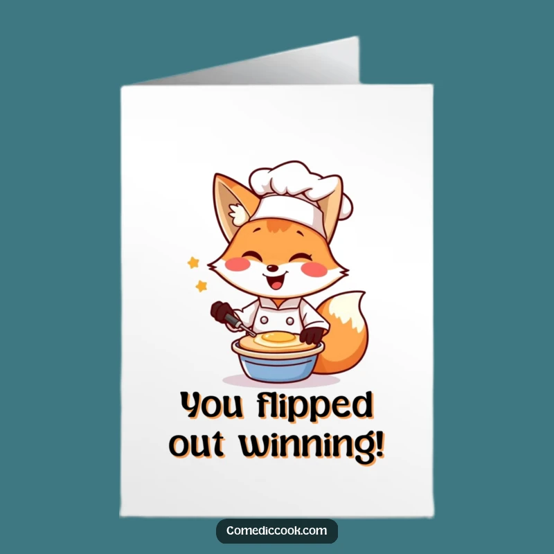 Free Printable Fox Chef Card: Flipping Congratulations with a Wink, a Funny Downloadable Gift