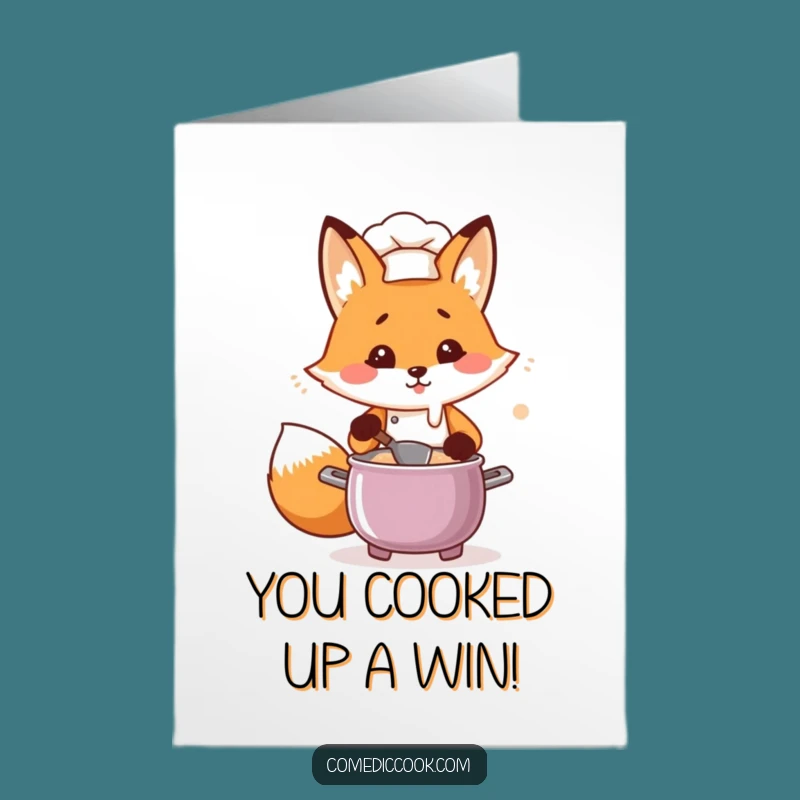 Free Printable Kawaii Fox Chef Congratulations Card - Funny Downloadable Cheer!