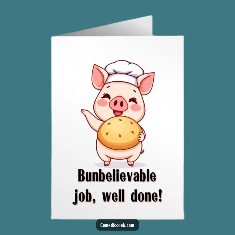 Free Printable Pig Chef Congrats Card: Humorous Baker Gift, Downloadable & Print at Home