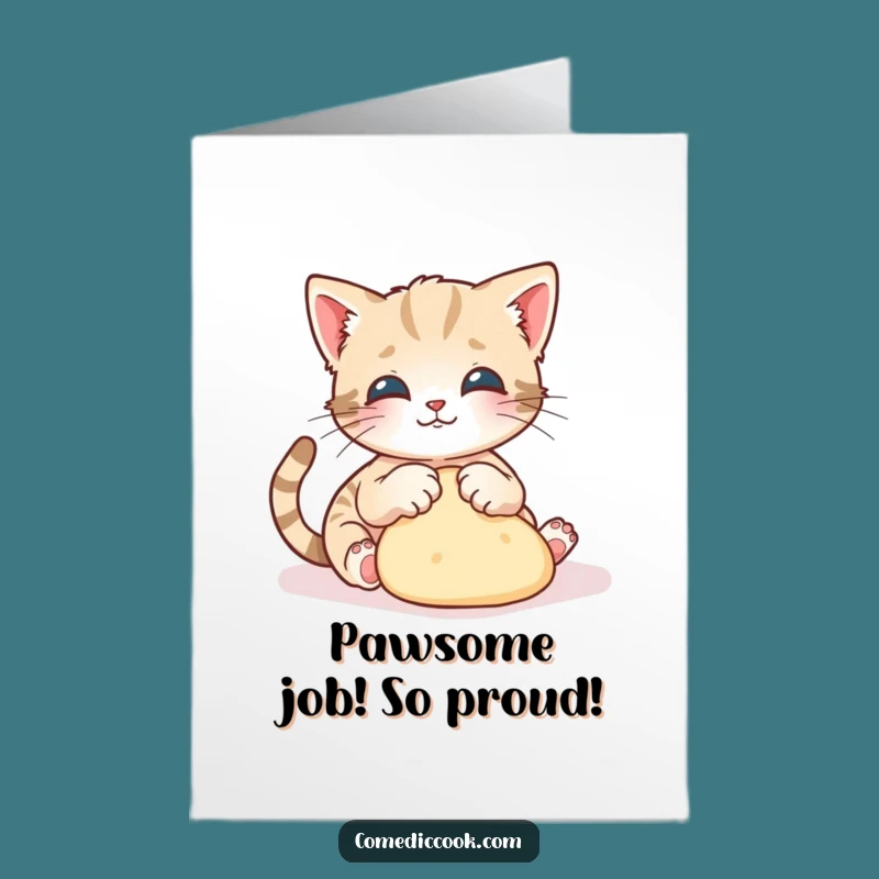 Free Printable Congrats Card: Kitten Baker's Success, Funny Downloadable Paw-some Achievement