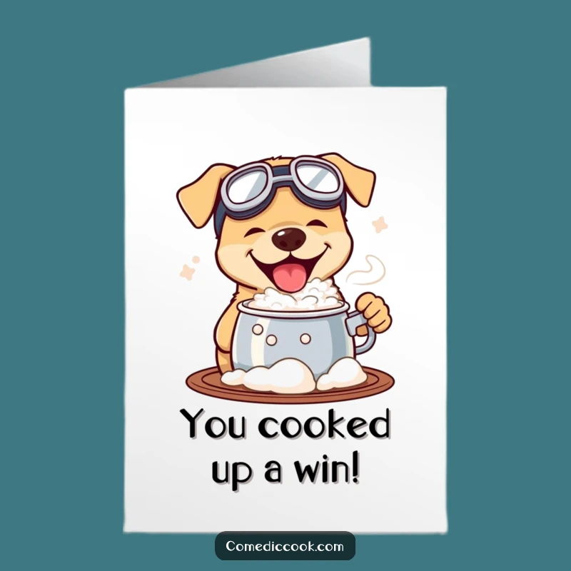 Free Printable Congrats Card: Goggled Tasting Dog, An Adventurous Downloadable Gift!